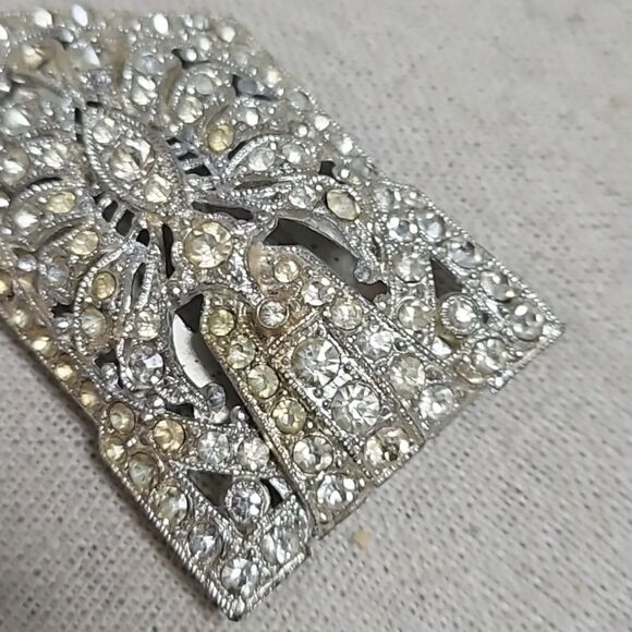 Antique New England Signed Rhinestone Dress Fur Clip 1900's Vintage - Picture 5 of 9